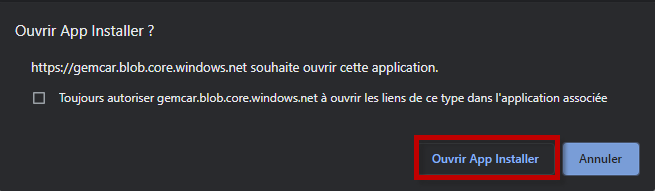 Ouvrir l’installateur d’applications